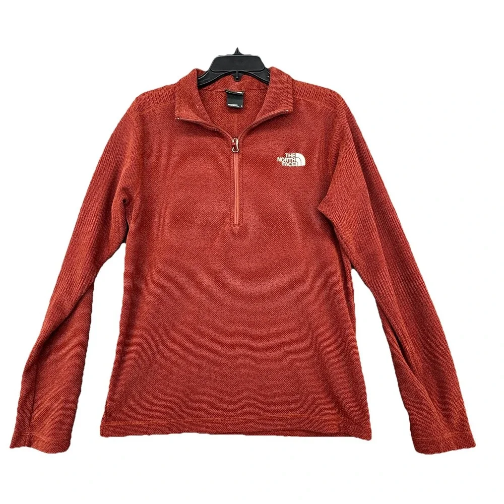 The North Face Pullover Men S Red 1/4 Zip Fleece Outdoors Embroidered‎ Dome